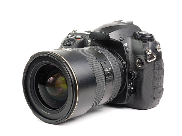 istock Camera with zoom lens on white background 173874725