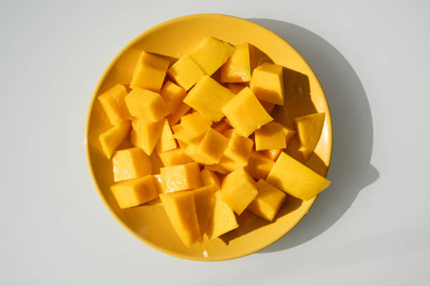 istock Sliced juicy mango on a plate 1738750773