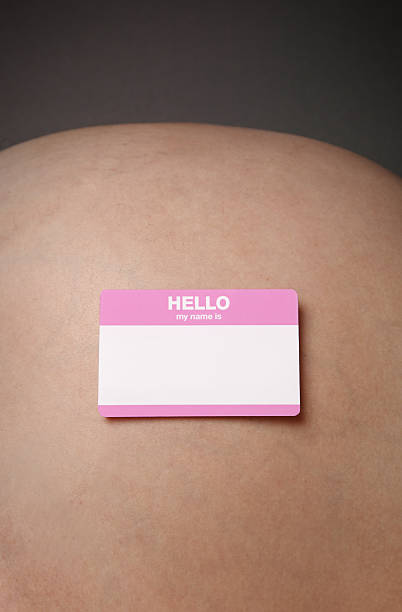 istock Pregnant woman with name tag 173875207