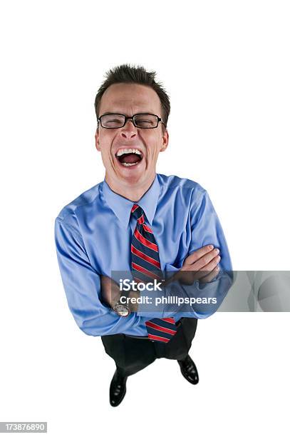 Geschäftsmann Lachen Hysterically Stockfoto und mehr Bilder von Arme verschränkt - Arme verschränkt, Bestürzt, Brille