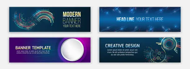Vector illustration of Modern banner on the theme of data protection, cyber security, science, data array. Futuristic digital communication background. Blue Technology cover.