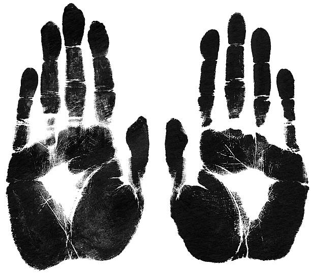 Black Halt Hand Prints stock photo