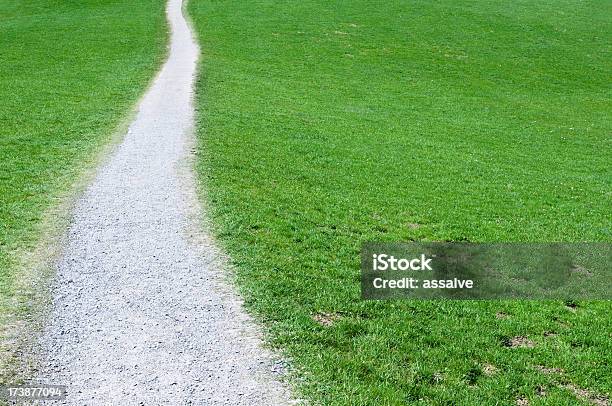 Dritto Ghiaia A Piedi Attraverso Prato - Fotografie stock e altre immagini di Ambientazione esterna - Ambientazione esterna, Colore verde, Composizione orizzontale