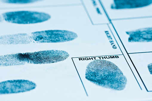 Authentic fingerprint form. Toned image.