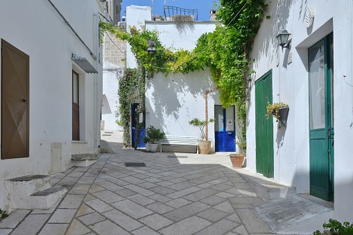 Ruffano, Italy – July 23, 2023: A characteristic street of an old village in the province of Lecce