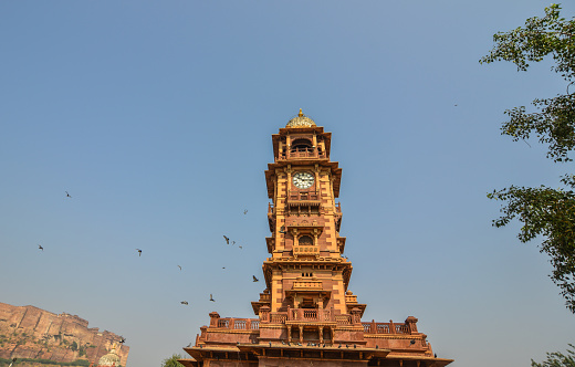 View of Ghanta Ghar (Clock Tower) in Jodhpur, India. It is situated in one of the busiest areas of Jodhpur, the Sadar Bazaar.