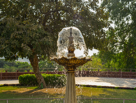 Small fountain at the public park in Jodhpur, India.