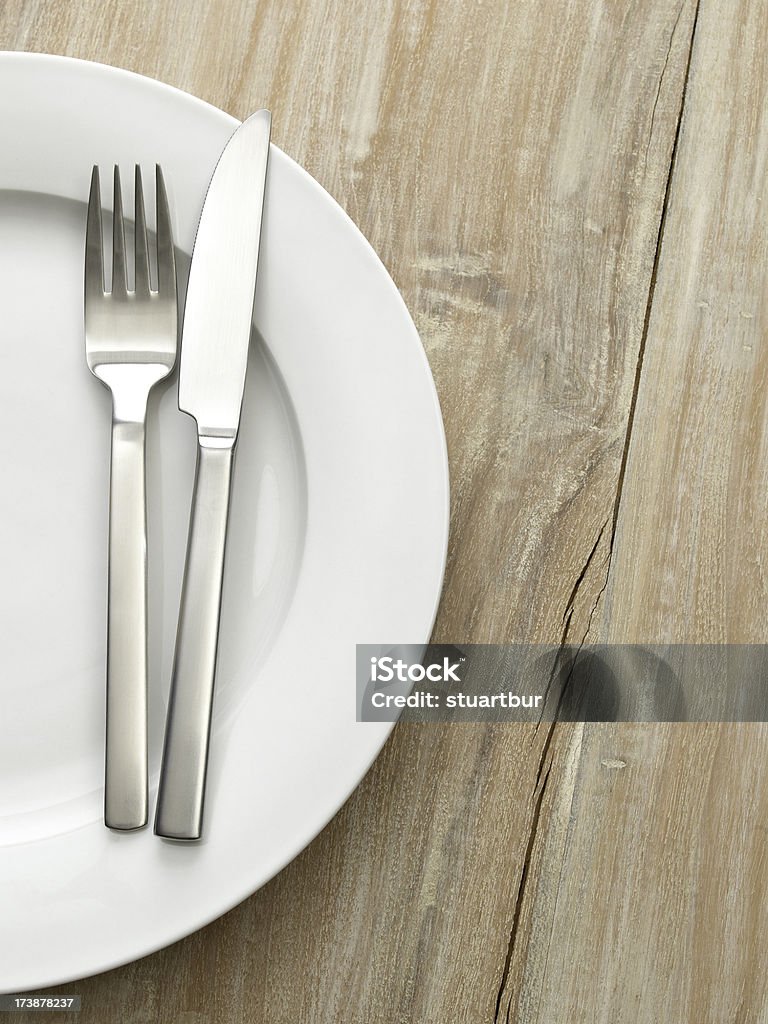 Messer und Gabel auf alten Tischkultur - Lizenzfrei Designelement Stock-Foto