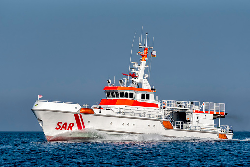 sea rescue cruiser on an emergency mission in the Baltic Sea
