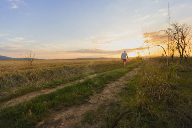 istock Senior Man in Sportswear Walking at Dusk 1738793707