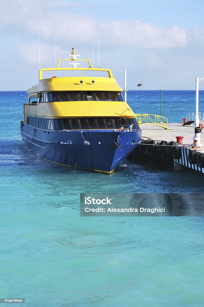 Ferryboat  on the sea Ferryboat docking. Approaching Stock Photo