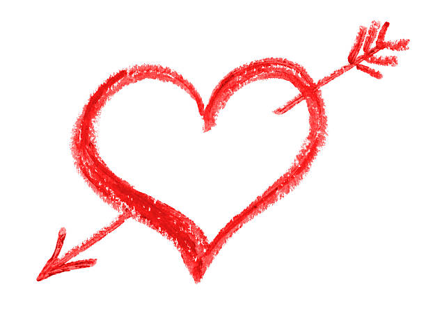 rossetto cuore - arrow heart shape isolated on white valentines day foto e immagini stock