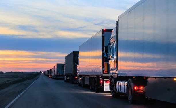 istock Many Trucks on the Country Road 1738808456
