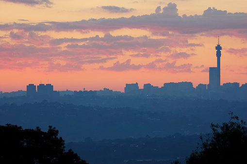 Dawn over Johannesburg, South Africa.