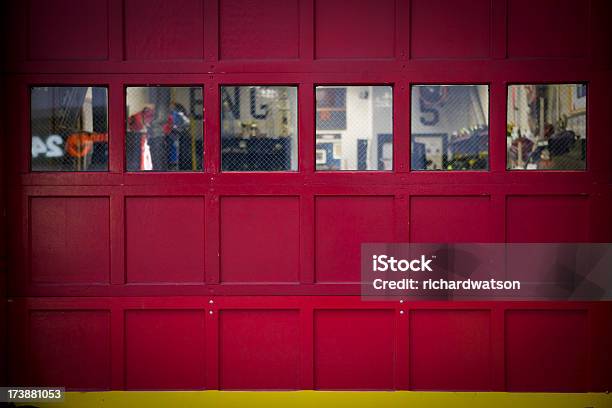 Fire Department New York Bright Red Station Door Stock Photo - Download Image Now - Fire Station, Backgrounds, Fire Engine