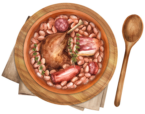 istock Cassoulet, a dish with white beans, duck leg, sausage and bacon 1738812920