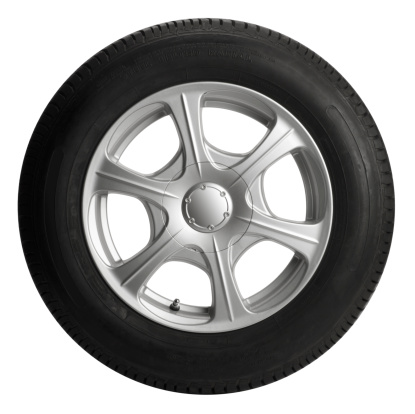 An automobile tire with wheel.