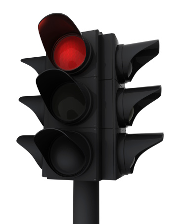 Traffic light showing the red signal.