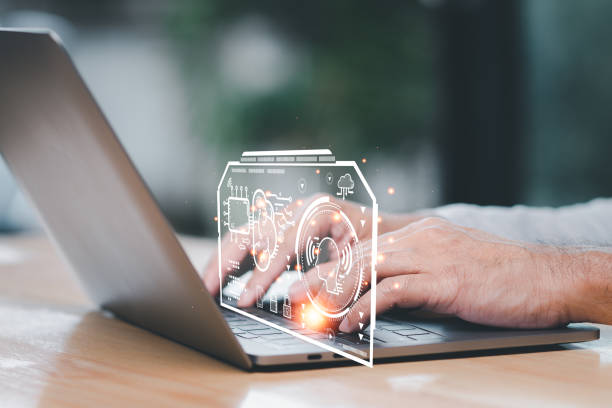 istock Ai, chat bot is bot to smart and Hitech to communicate with human. Ai connection to global cyber network to chat bot concept. new technology in future can support all businesses to online in cyberspace. 1738823424