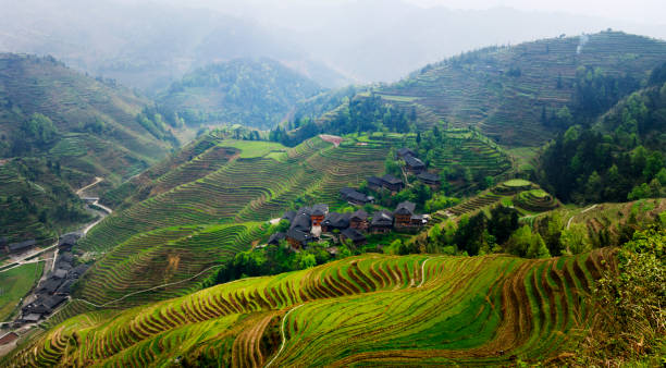 istock Village and Terraced Rice Field 173882872