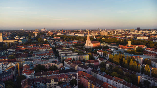 istock Panorama of evening Munich at sunset 1738829013
