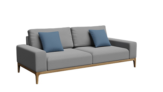Large sofa on a transparent background, home interior, furniture big sofa. 3d render