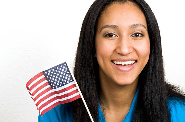 Woman Waving an American Flag