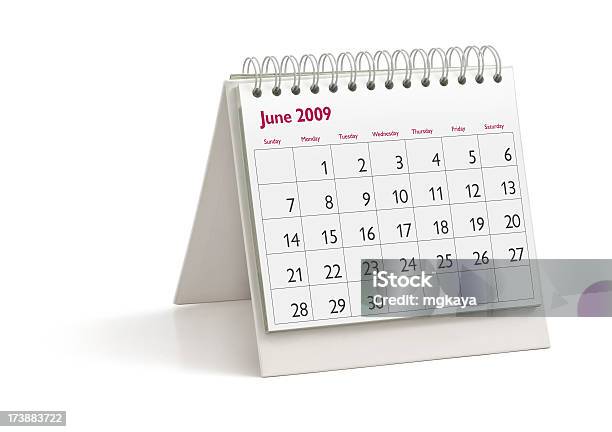 Настольный Календарь Июнь 2009 Г — стоковые фотографии и другие картинки 2009 - 2009, Без людей, Белый фон