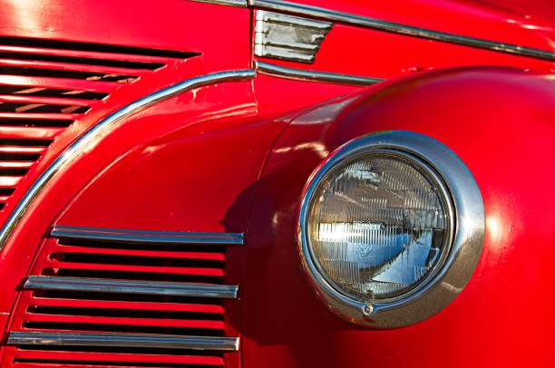 istock Vintage Car Engine Compartment Vents and Headlights 1738841259