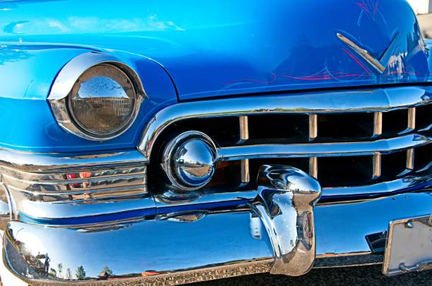 istock Vintage Car Engine Compartment Vents and Headlights 1738841262