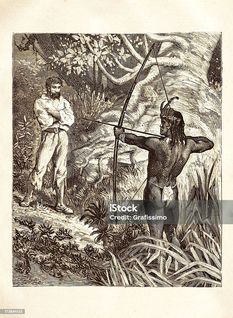 Gravieren indianischen offensiver weiße farmer 1881 - Lizenzfrei Cowboy Stock-Illustration