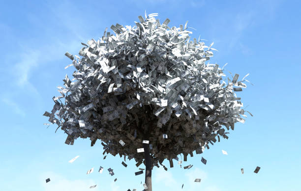 istock Dollar bill falling from the tree, Money falling from the tree, Money fall from the tree. 1738854924