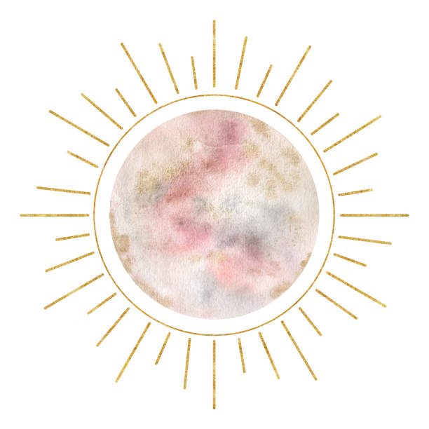 istock Moon and sun. Solar eclipse. Esoteric signs and symbols. Watercolor illustrations on the topic of astrology and esotericism. Isolated. Minimalistic illustration for design, print, fabric or background 1738858367