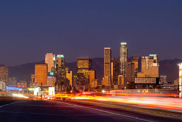 istock Los Angeles at dusk and freeway 173886493