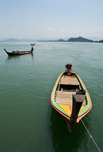 Traditional Asian sea gypsy fishing boats.