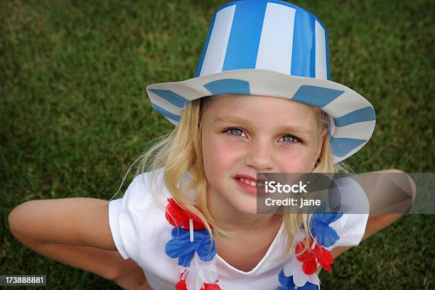 Red White Blue Girl Stock Photo - Download Image Now - 6-7 Years, Beautiful People, Beauty