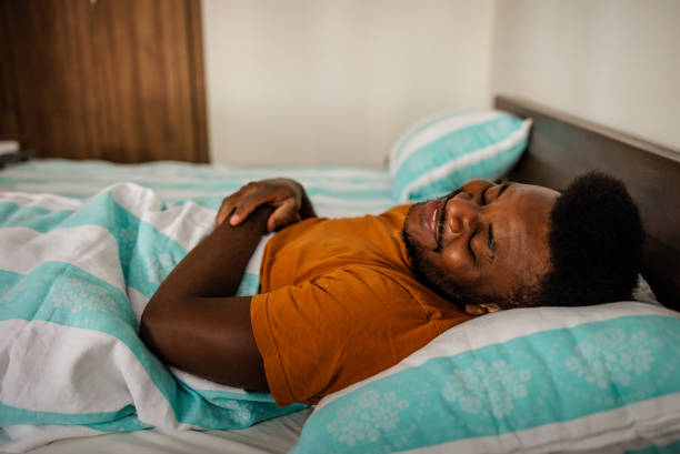 istock Man enjoys morning sleep 1738888826
