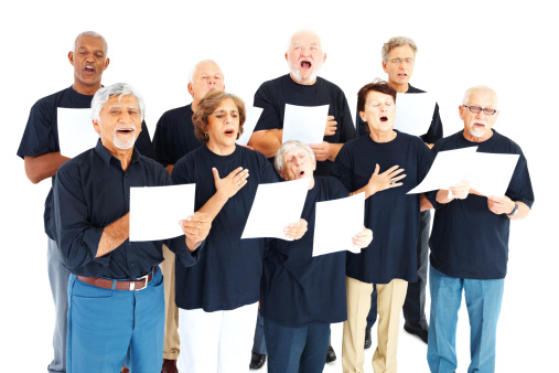 Group of seniors singing hymns