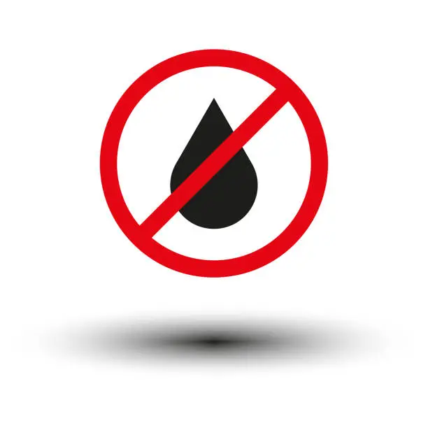 Vector illustration of No water drop sign icon. Vector illustration. EPS 10.