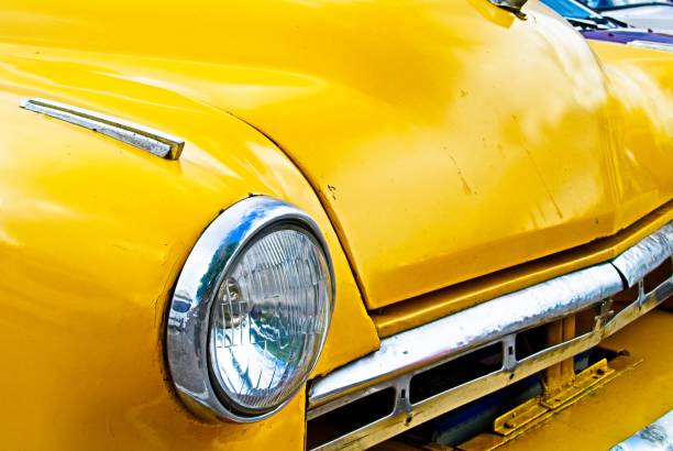 istock Vintage Car Engine Compartment Vents and Headlights 1738890099