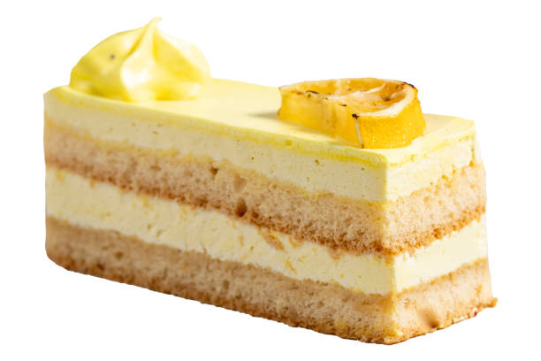 istock Lemon cake. Lemon slice cake isolated on white background. Close up 1738892924