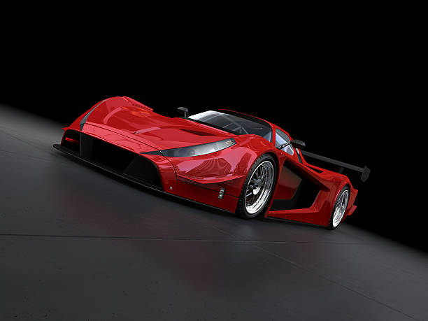 istock Red sport car on black background 173889667