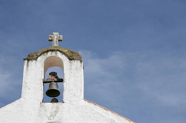 istock Bell tower of old white church 173890771