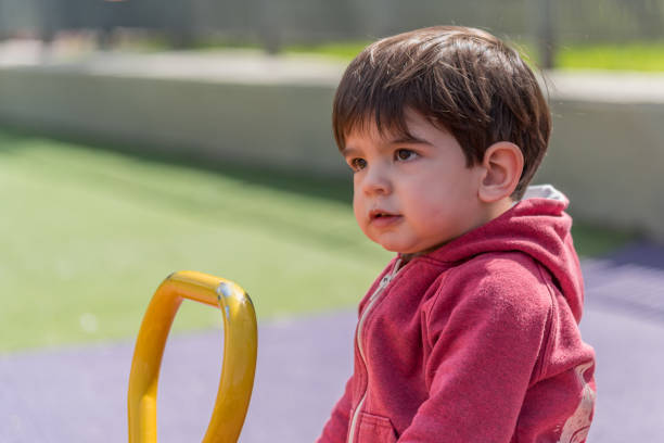 istock Child playing outdoors in the playground. 1738908118