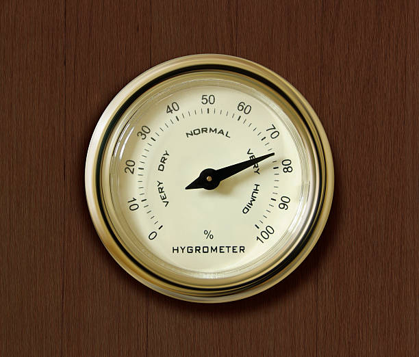 Old hygrometer / hydrometer on wooden background Old hygrometer on wooden background.Hygrometers or hydrometer are instruments used for measuring relative humidity. hygrometer photos stock pictures, royalty-free photos & images