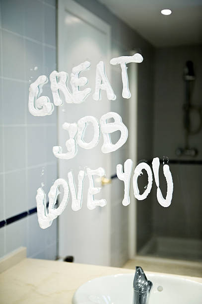 Love note after hot night. Morning love message after a hot night. mirror writing stock pictures, royalty-free photos & images