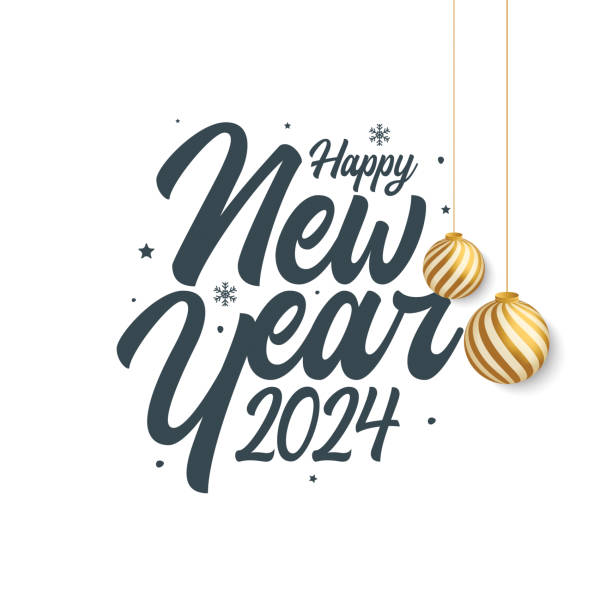 ilustrações de stock, clip art, desenhos animados e ícones de 2024. happy new year. abstract numbers on background vector illustration. holiday design for greeting card, invitation, calendar, etc. vector stock illustration - new years day