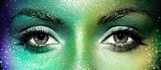 Beautiful female eyes with sparkles on her face