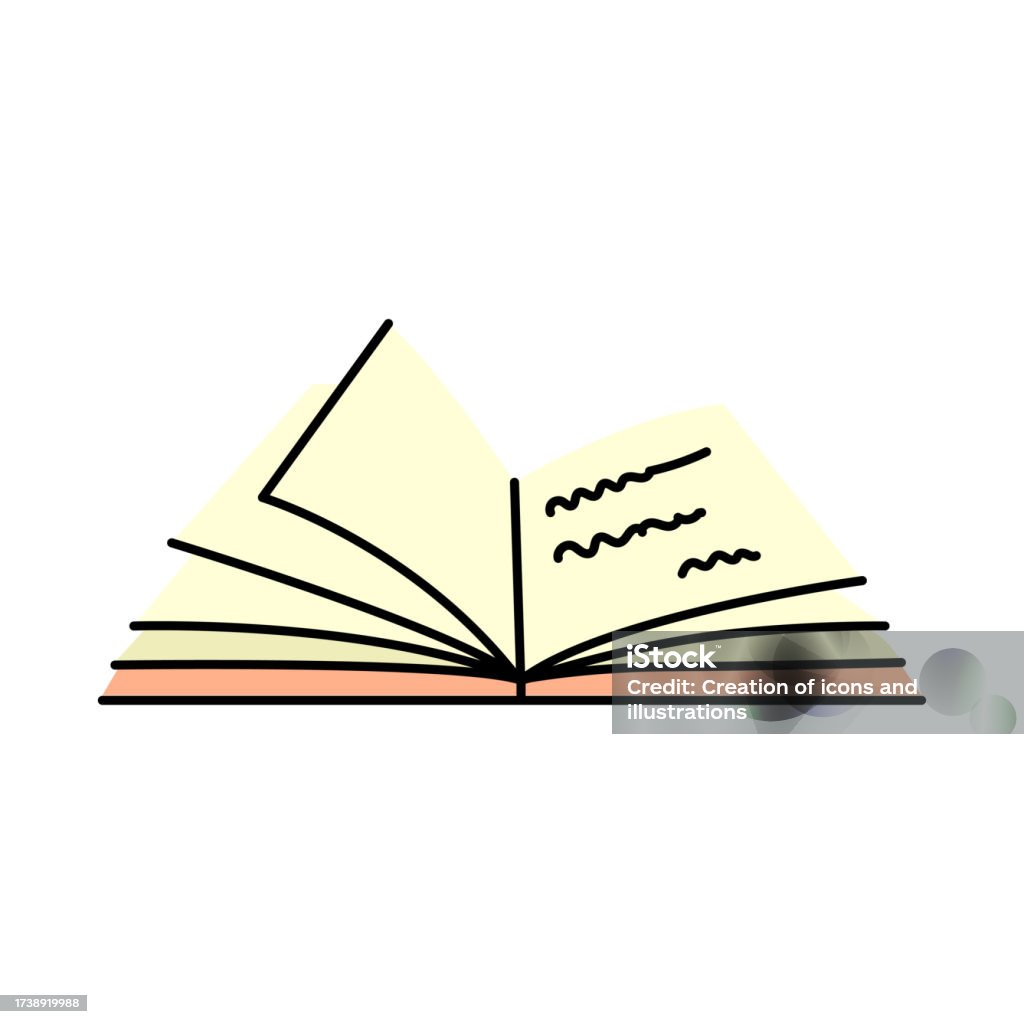 Open Book Colour Open Book Color Element Textbook For Academic Studies Stock ...
