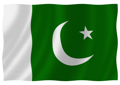 Flag of pakistan waving with highly detailed textile texture pattern